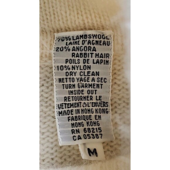 VTG SSG by Catharine Lover Ivory Lambswool Angora Sweater M Lace Beaded EUC - Picture 7 of 9